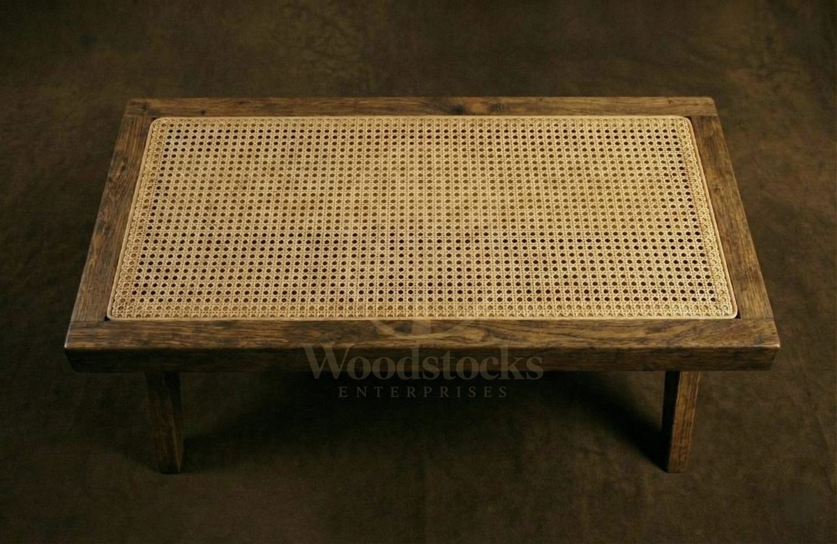 Luxury Teak Chandigarh Secretariat Cane-Top Coffee Table, Saharanpur, view 3