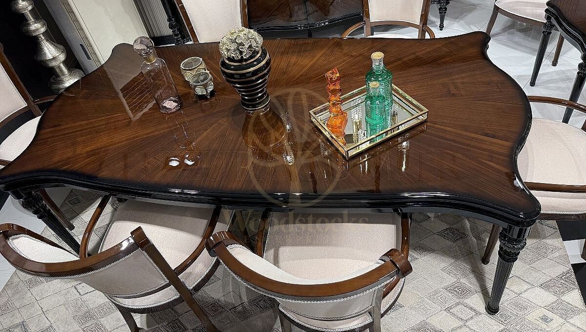 Royal Lorena Hand Carved Teak Dining Table Set, Saharanpur, view 3