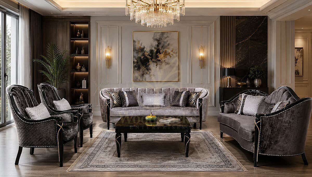 Luxury Levina Handcrafted Teak Sofa Set, Saharanpur, Sofa Set