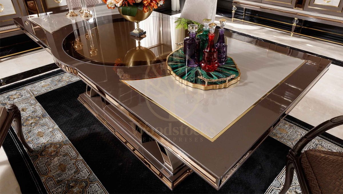 Luxury Paraguay Handcrafted Teak Dining Table Set, Saharanpur, view 5