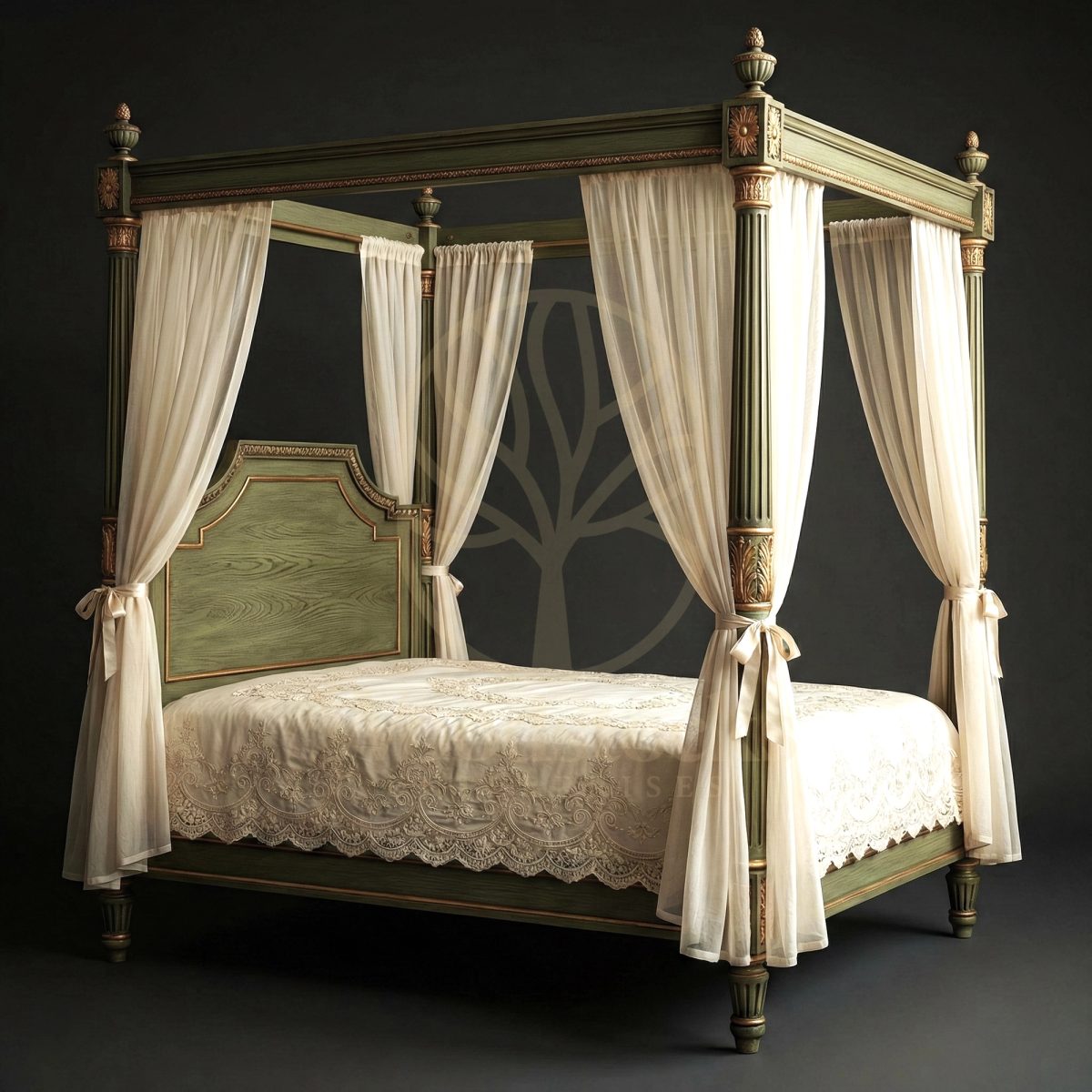 Royal Hand Carved Teak Grand lit à baldaquin de Toulouse, Saharanpur, Four Poster Bed
