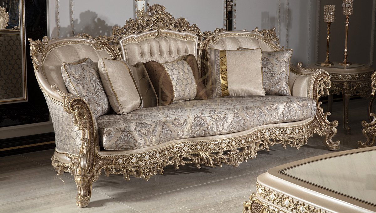 Royal Hisar White Hand Carved Teak Sofa Set, Saharanpur, view 7