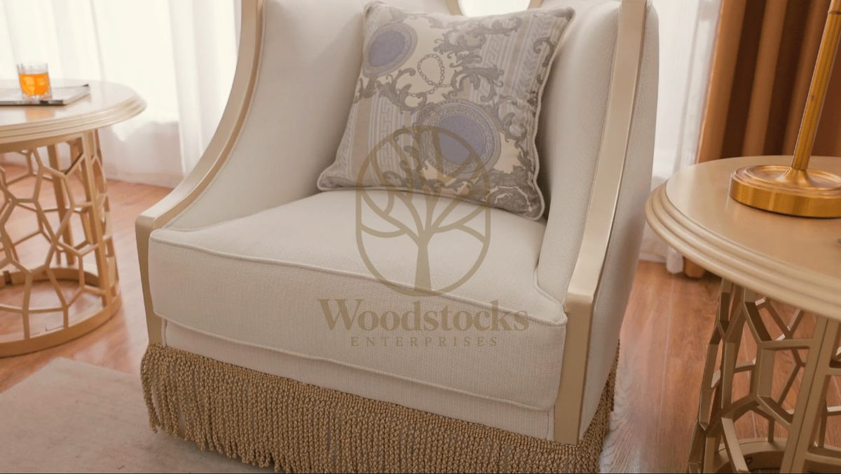 Teak Contemporary White Living Room Chair II, alternate view