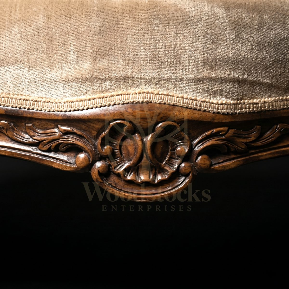Royal Hand Carved Teak Victorian Rococo Revival Double-Back Settee, Saharanpur, view 4