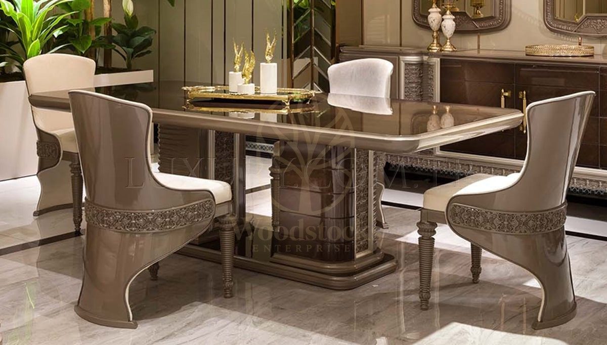 Luxury Teresa Handcrafted Teak Dining Table Set, Saharanpur, view 2