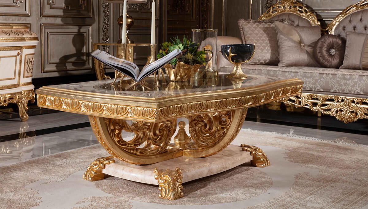 Royal Sultanahmet Gold Leaf Hand Carved Teak Sofa Set, Saharanpur, view 6