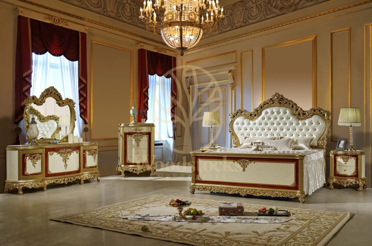 Teak Elegant Gold 4-Piece King Size Bed, alternate view