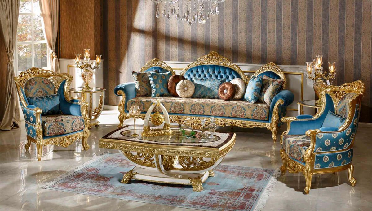 Royal Sultanahmet Hand Carved Teak Sofa Set II, Saharanpur, Sofa Set