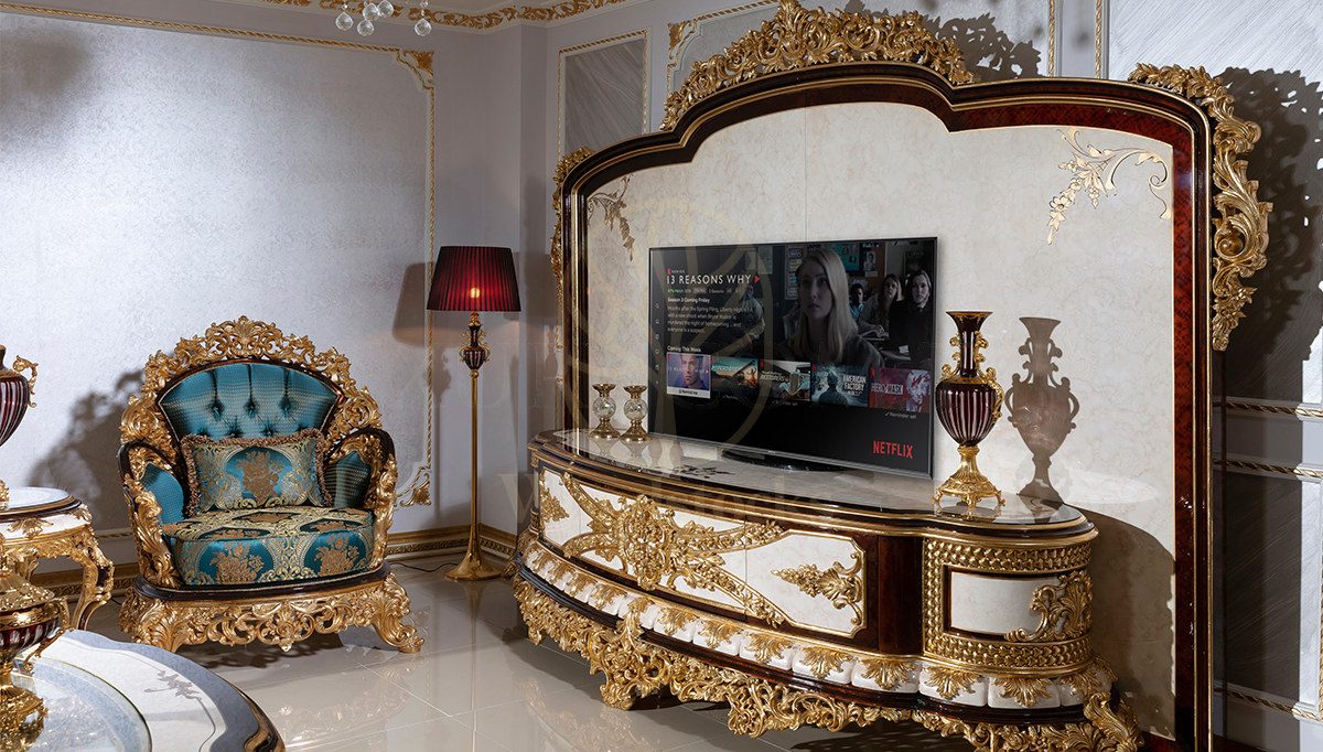Royal Hunkar Hand Carved Teak TV Cabinet, Saharanpur, view 6