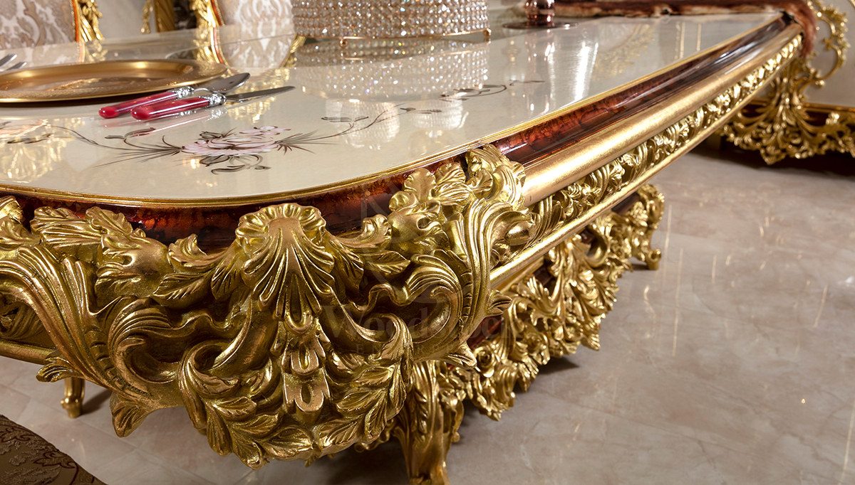 Royal Fenoras Hand Carved Teak Dining Table Set, Saharanpur, view 5