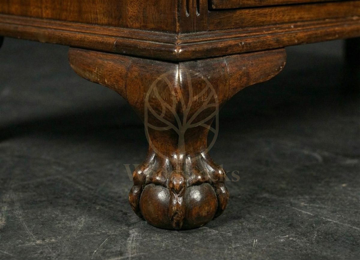 Hand Carved Teak Stratford Rosette-panel Glass Hutch, Saharanpur, view 5
