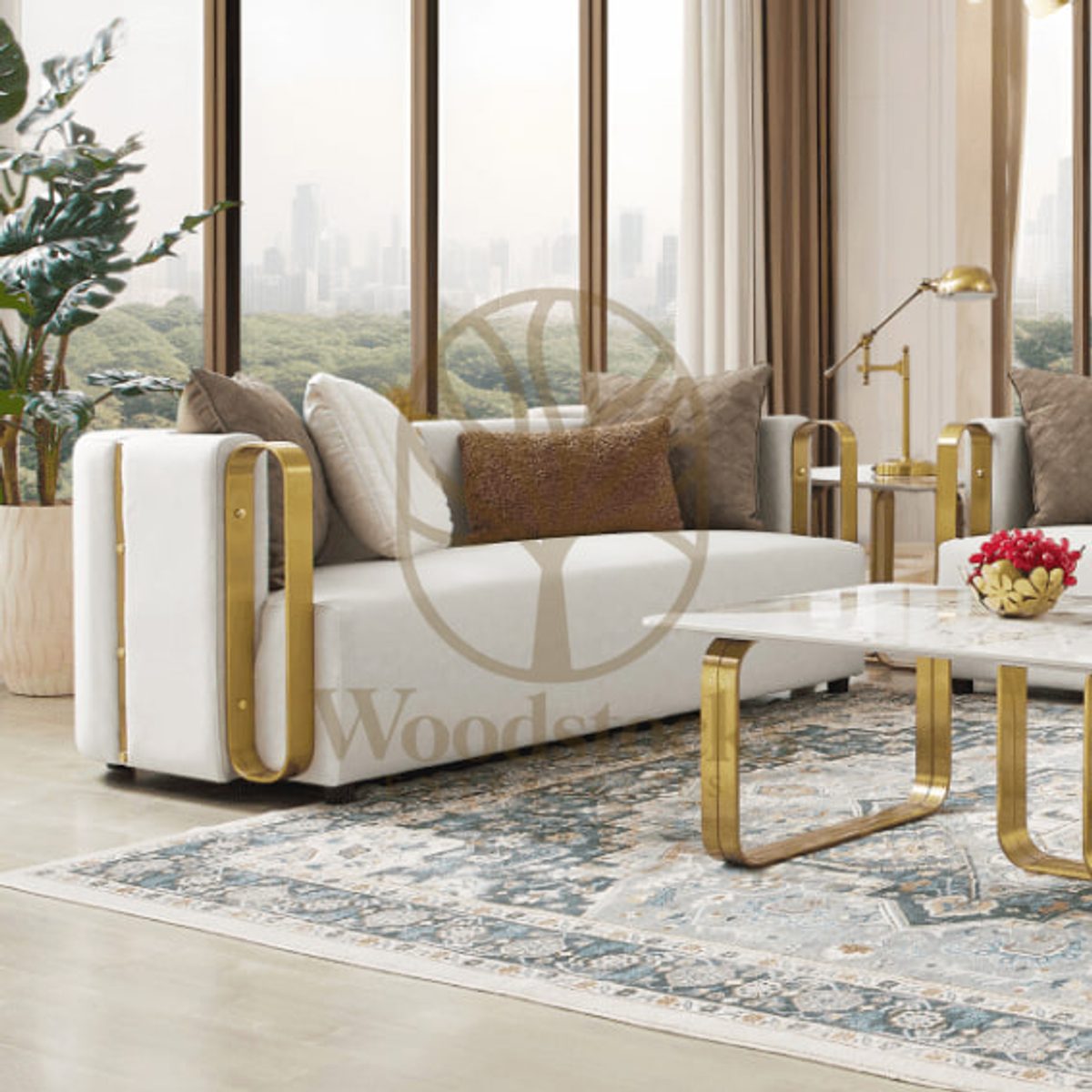 Teak Contemporary Gold Sofa Set III, view 8