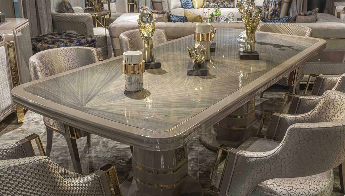 Luxury Milenyum Handcrafted Teak Dining Table Set, Saharanpur, view 5