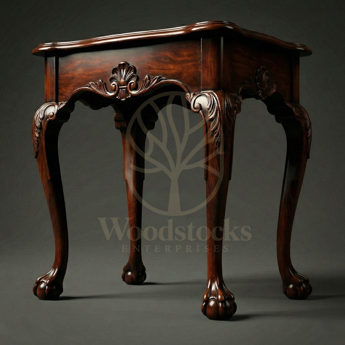 Hand Carved Teak Georgian Ball-and-Claw Side Table, Saharanpur, view 3