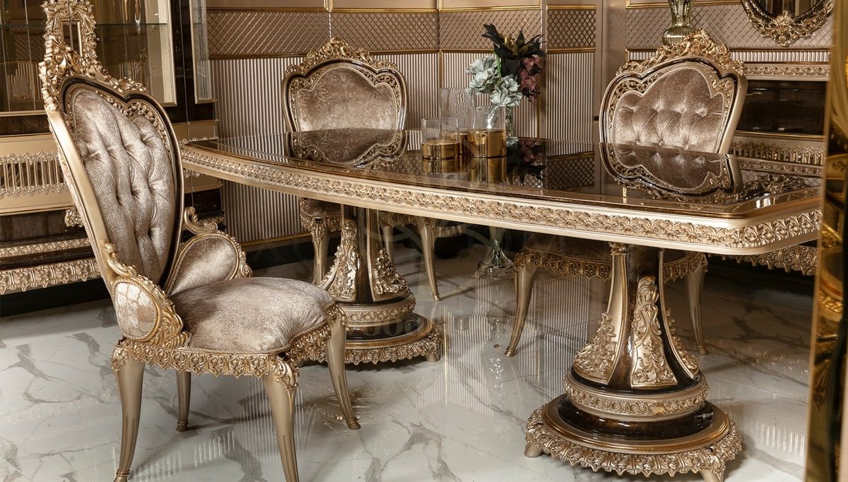 Royal Elviyon Hand Carved Teak Dining Table Set, Saharanpur, view 2