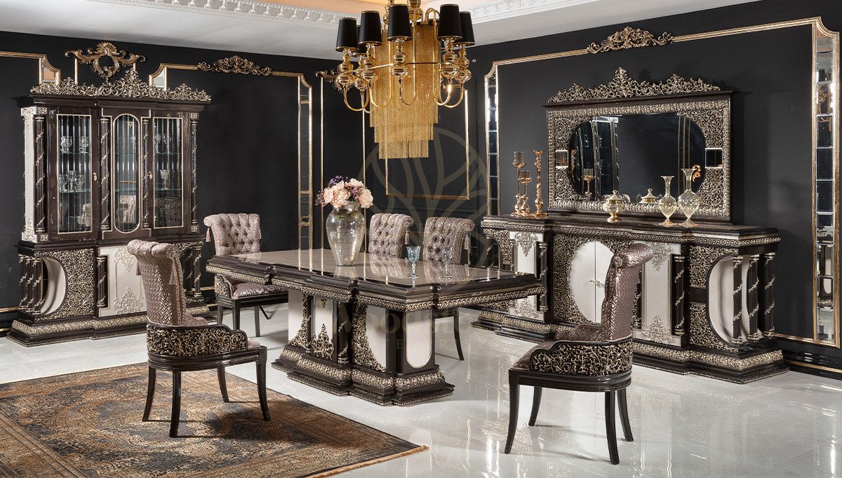 Royal Nazende Hand Carved Teak Dining Table Set II, Saharanpur, Dining Table
