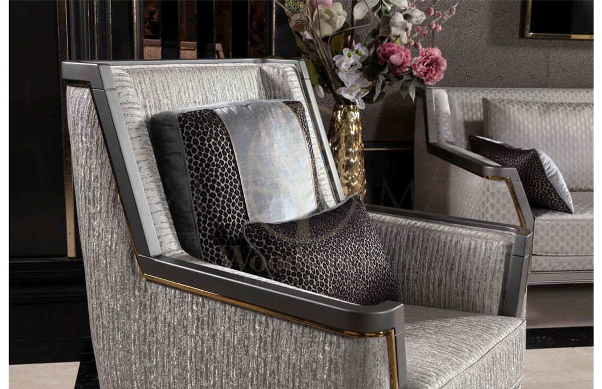 Luxury Viterbo Grey Handcrafted Teak Sofa Set, Saharanpur, view 4