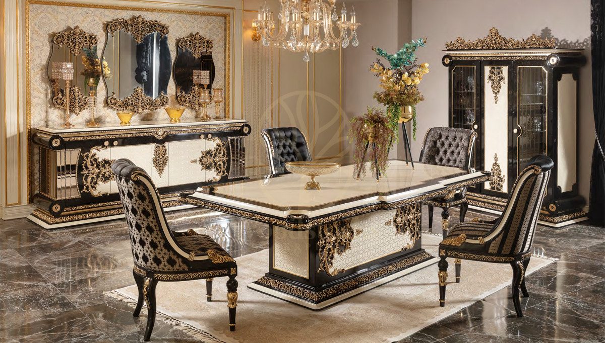 Royal Toronto Hand Carved Teak Dining Table Set, Saharanpur, Dining Table