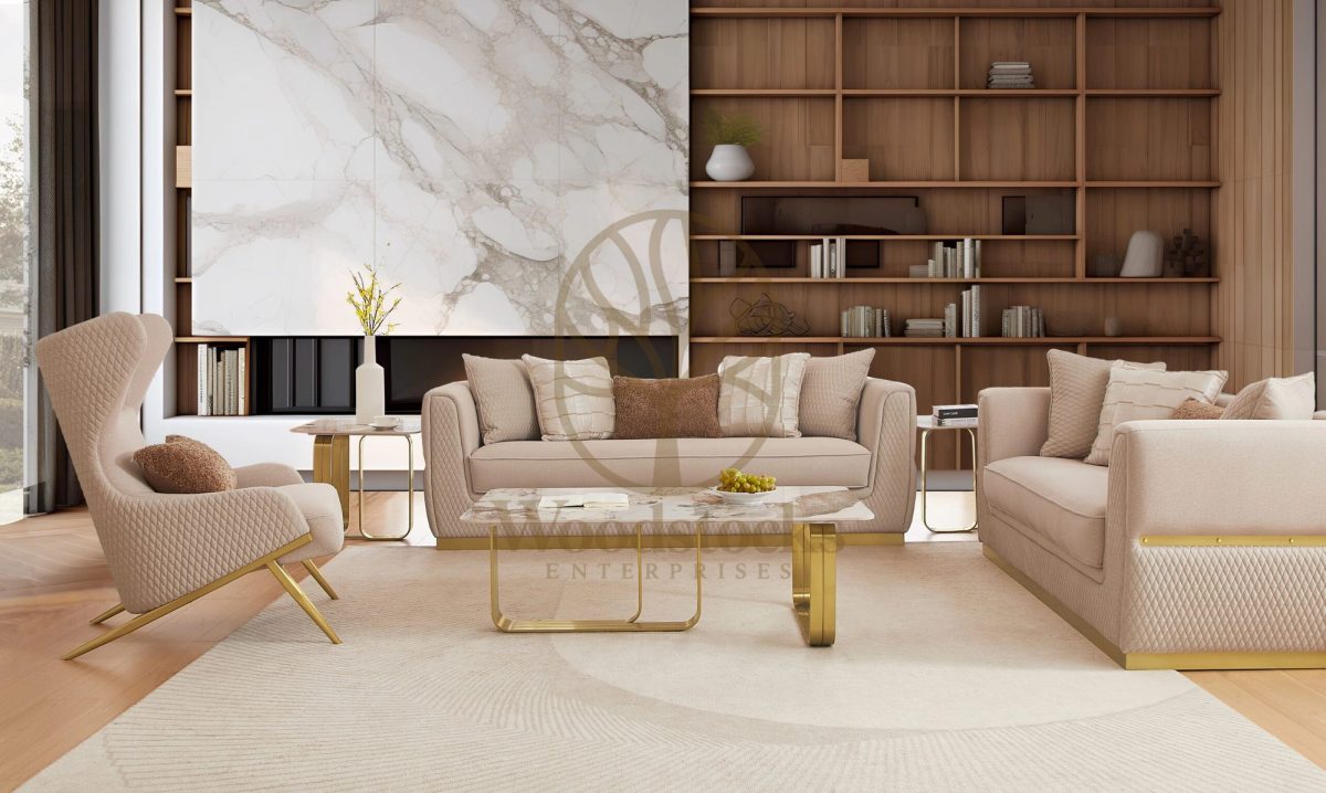 Teak Regal Gold Sofa Set, Sofa Set