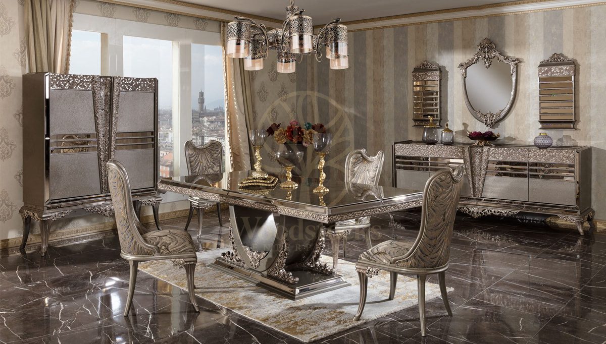 Royal Karelya Hand Carved Teak Dining Table Set, Saharanpur, Dining Table