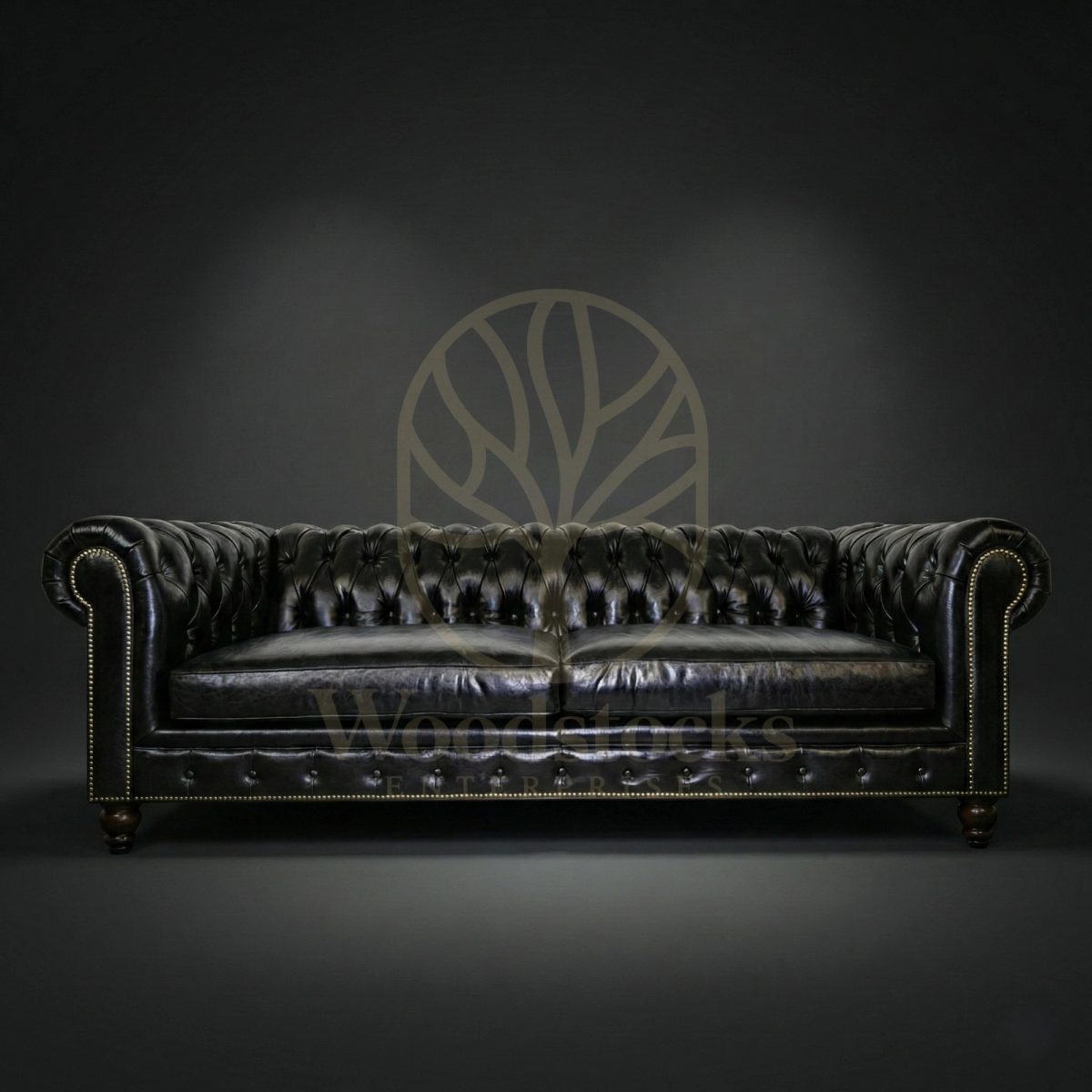 Luxury Teak Savoy Club Chesterfield Leather 3 Seater Sofa, Saharanpur, Sofa Set