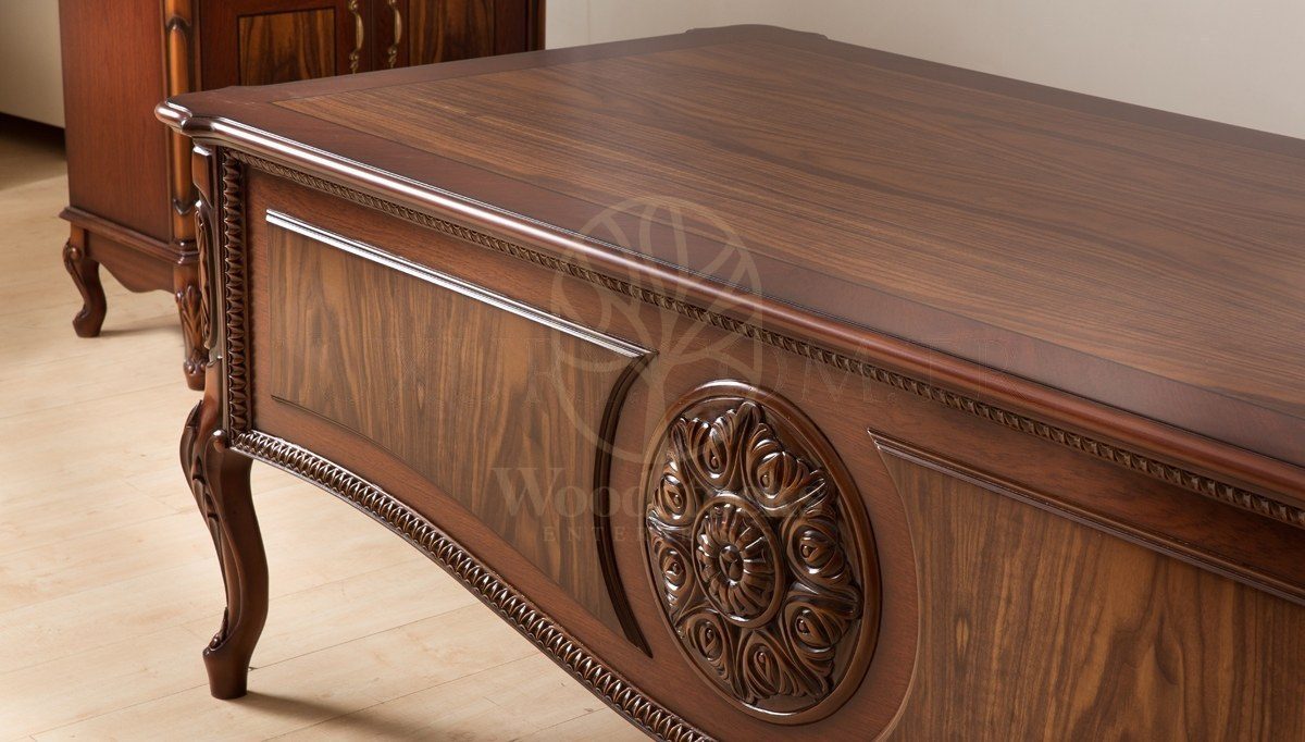 Royal Rozena Walnut Hand Carved Teak Office Table, Saharanpur, view 6