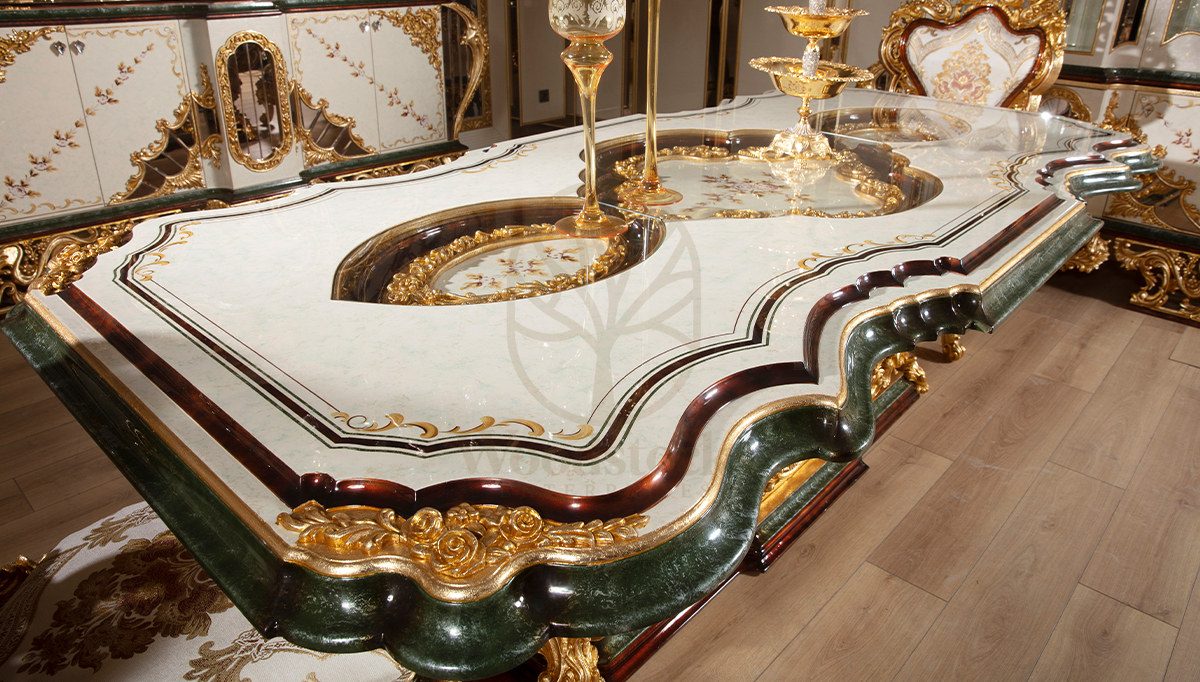 Royal Milano Hand Carved Teak Dining Table Set, Saharanpur, view 7