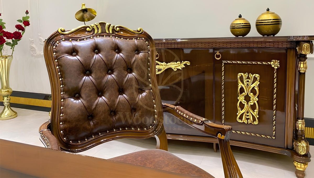 Royal Hezarfen Hand Carved Teak Office Table, Saharanpur, view 3