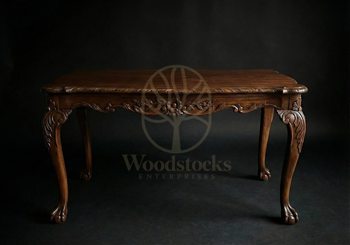 Royal Hand Carved Teak Bourne Park Rococo Table, Saharanpur, view 2
