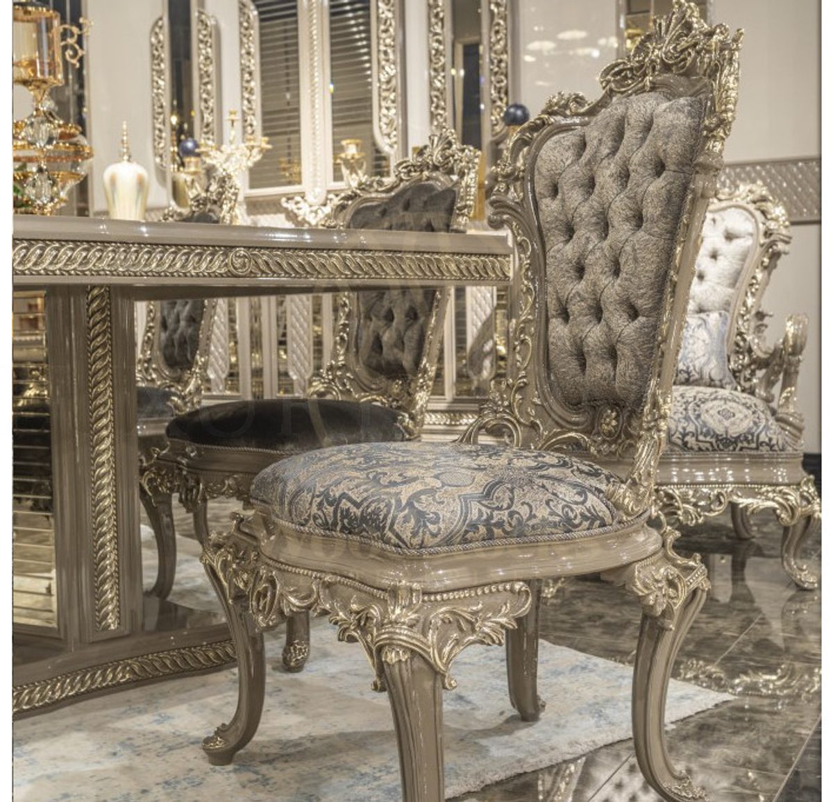 Royal Dore Hand Carved Teak Dining Table Set, Saharanpur, view 3
