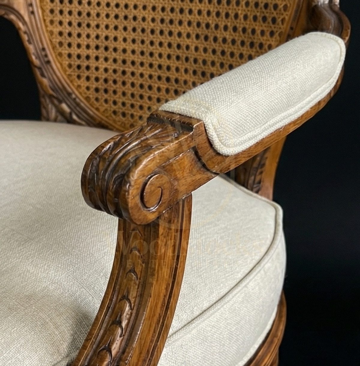 Royal Teak Le Fauteuil d’Orsay Parisian Cane-Back Salon Chair, Saharanpur, view 4