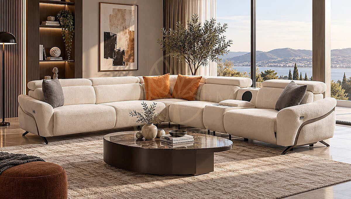 Luxury Kervano Handcrafted Teak L-Shape Sofa, Saharanpur, L Shape Sofa
