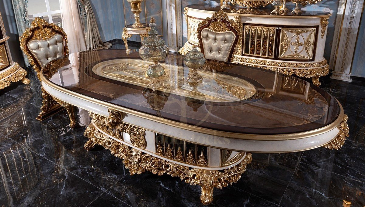 Royal Altay Hand Carved Teak Dining Table Set, Saharanpur, view 6