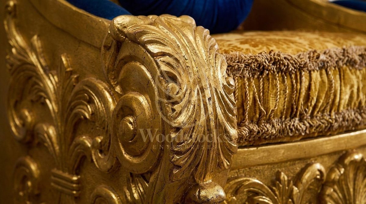 Teak Baroque Antique Gold Maharaja Chair, view 5