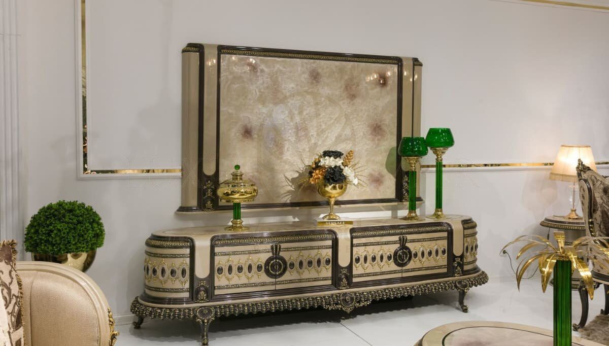 Royal Kopenhag Hand Carved Teak TV Cabinet II, Saharanpur, TV Cabinet