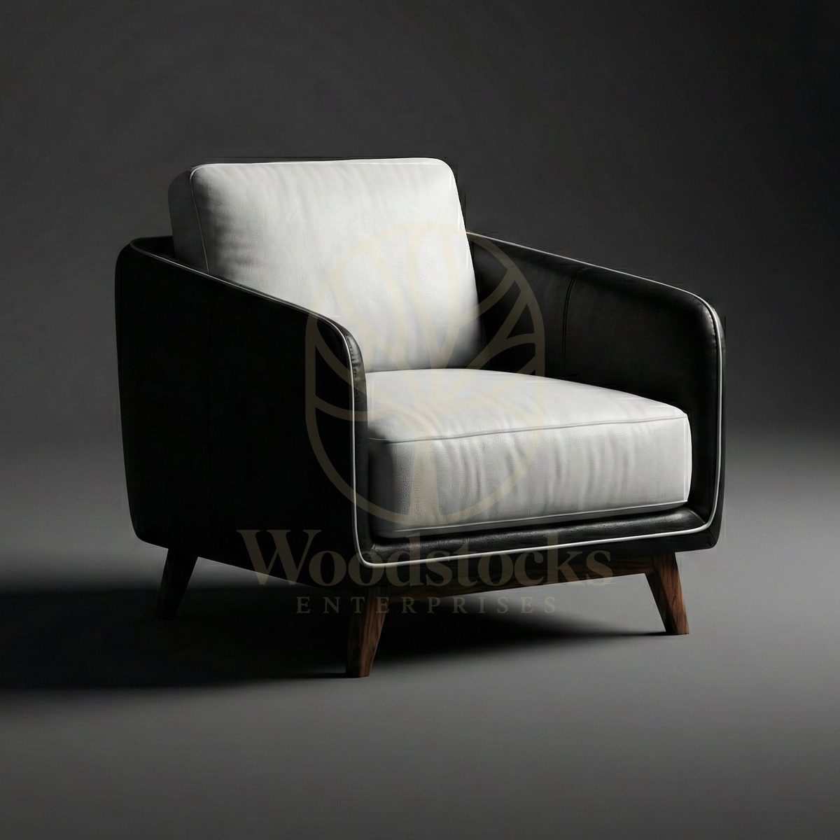 Luxury Teak Manhattan Modernist Leather Lounge Sofa, Saharanpur, Living Room Chair