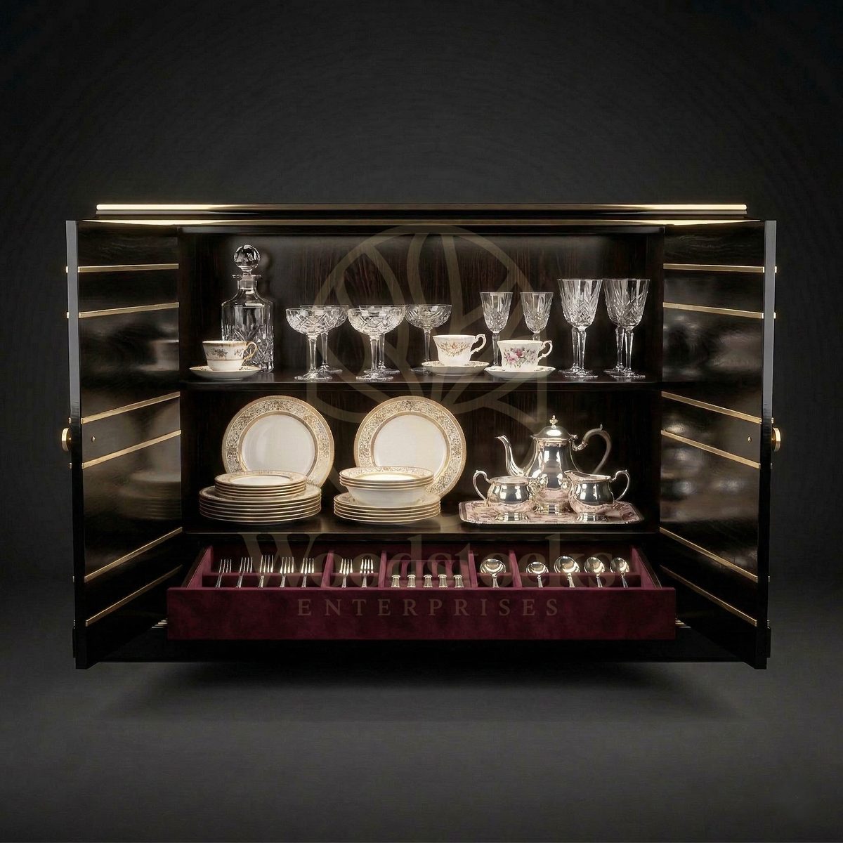 Luxury Teak Minuit Noir Art Deco Sideboard, Saharanpur, view 2