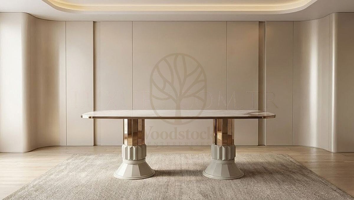 Luxury Avero Marble Handcrafted Teak Dining Table Set, Saharanpur, view 8