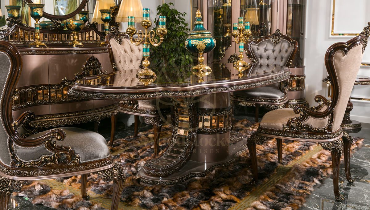 Royal Modelo Hand Carved Teak Dining Table Set, Saharanpur, view 2