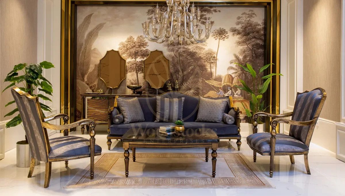 Luxury Decora Art Deco Handcrafted Teak Sofa Set, Saharanpur, Sofa Set
