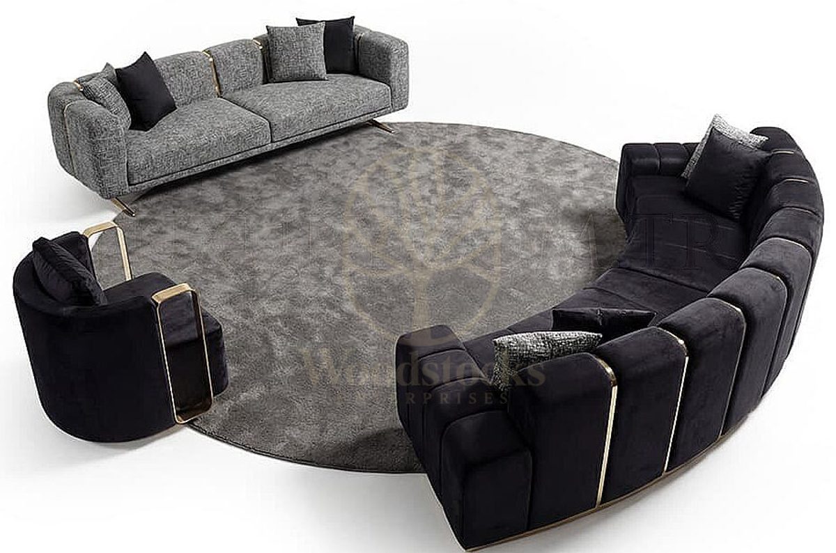 Luxury Serina Grey Handcrafted Teak Sofa Set, Saharanpur, view 2