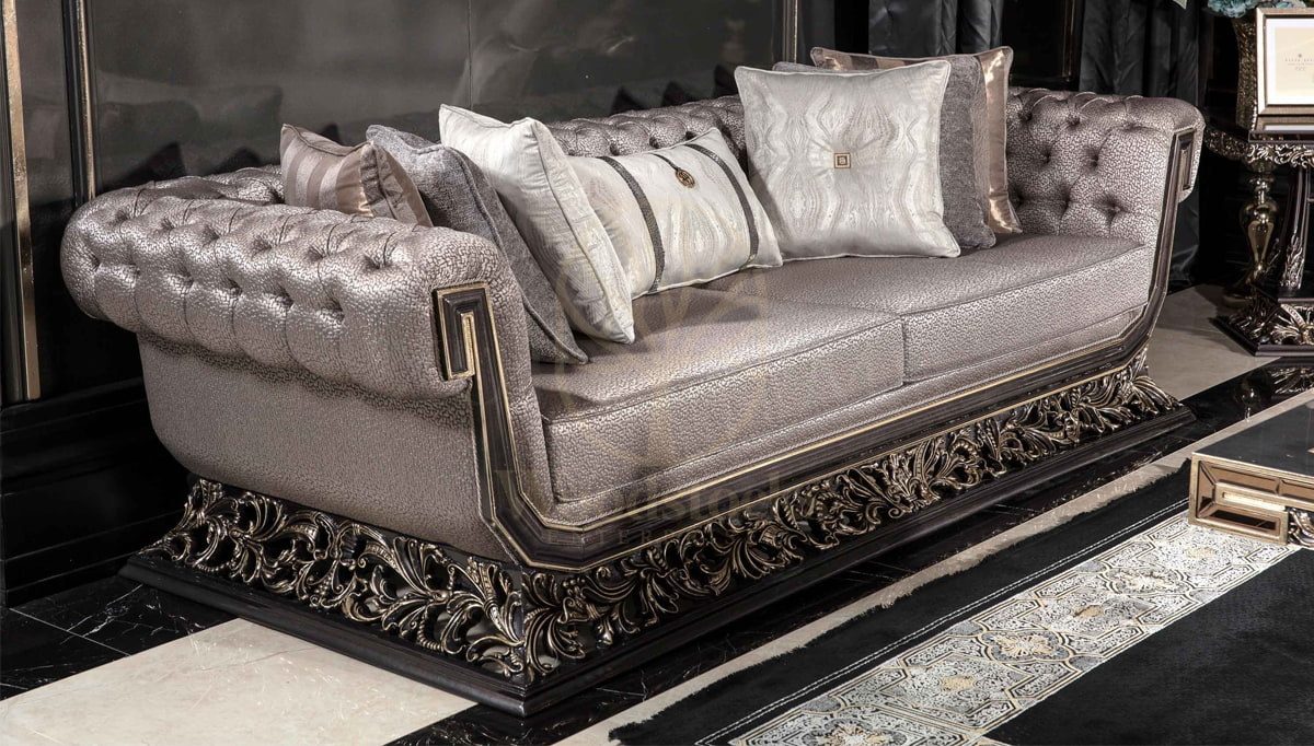 Royal Eritre Chesterfield Hand Carved Teak Sofa Set, Saharanpur, view 4