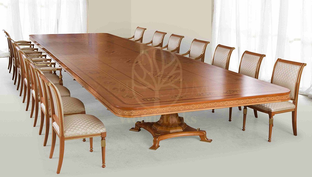 Royal Stonas Bronze Hand Carved Teak Meeting Table, Saharanpur, Office & Study Table
