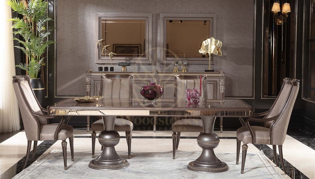 Royal Bermuda Hand Carved Teak Dining Table Set, Saharanpur, view 2