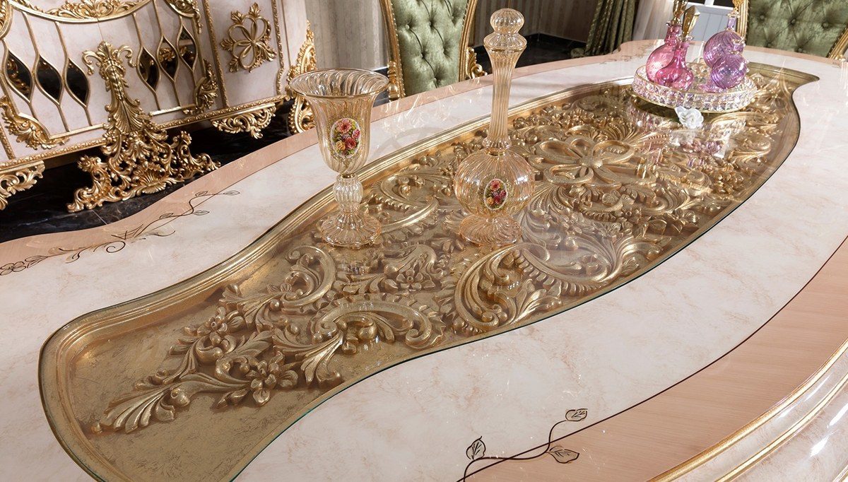 Royal Ayasofya Hand Carved Teak Dining Table Set, Saharanpur, view 6