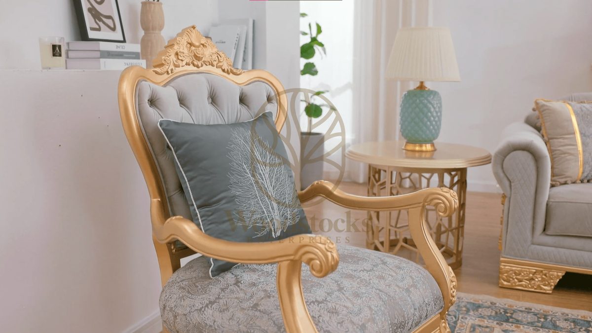 Teak Sleek Gold & Black Living Room Chair, alternate view