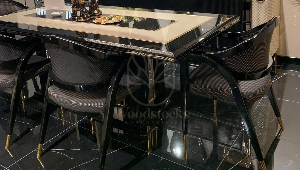 Luxury Matris Handcrafted Teak Dining Table Set, Saharanpur, view 6