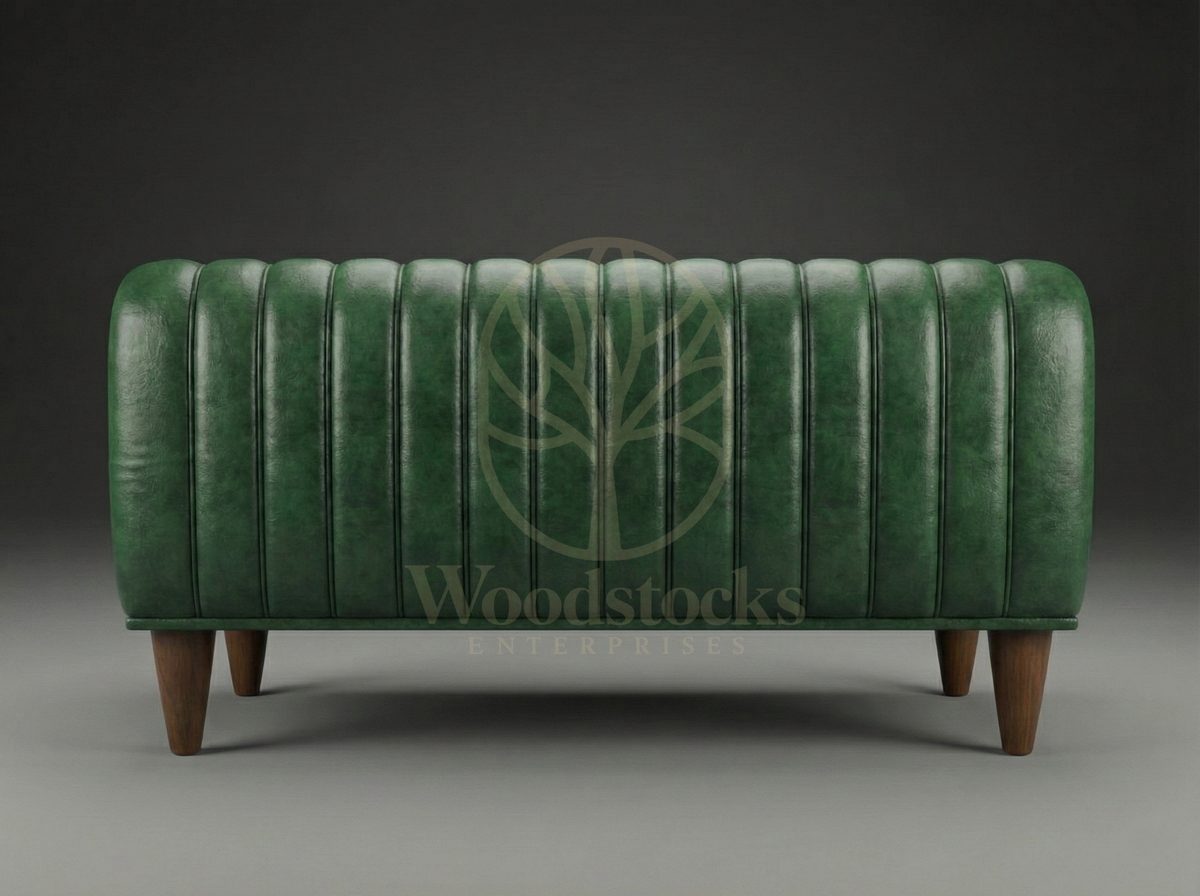 Luxury Teak Antwerp Streamline Art Deco Leather Sofa, Saharanpur, view 4