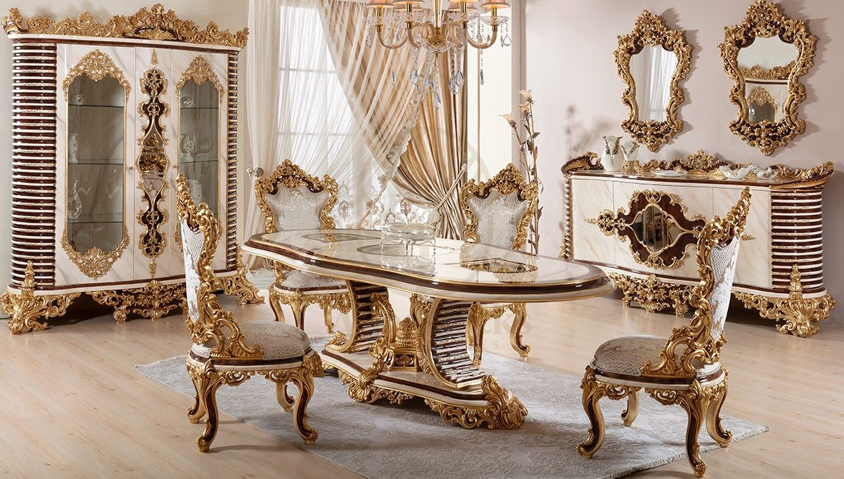 Royal Berguzar Hand Carved Teak Dining Table Set, Saharanpur, Dining Table
