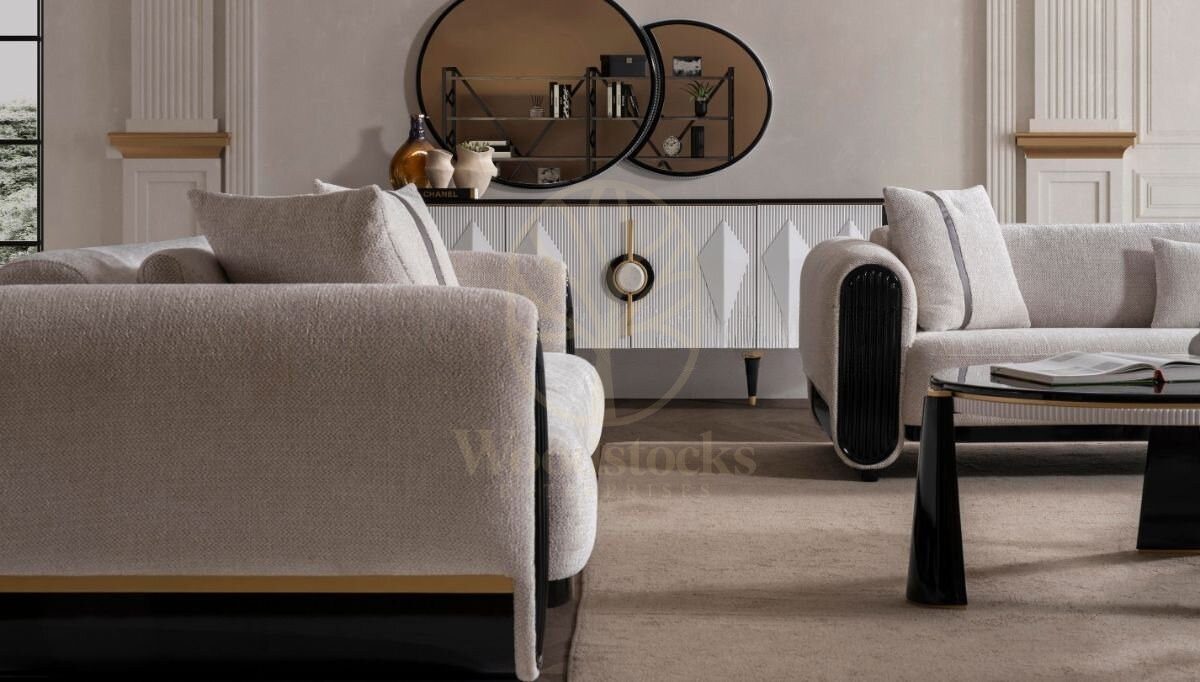 Luxury Veyron White Handcrafted Teak Sofa Set, Saharanpur, view 3